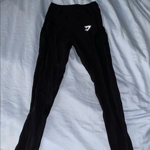 Gymshark leggings with mesh on the side, size XS, color is black